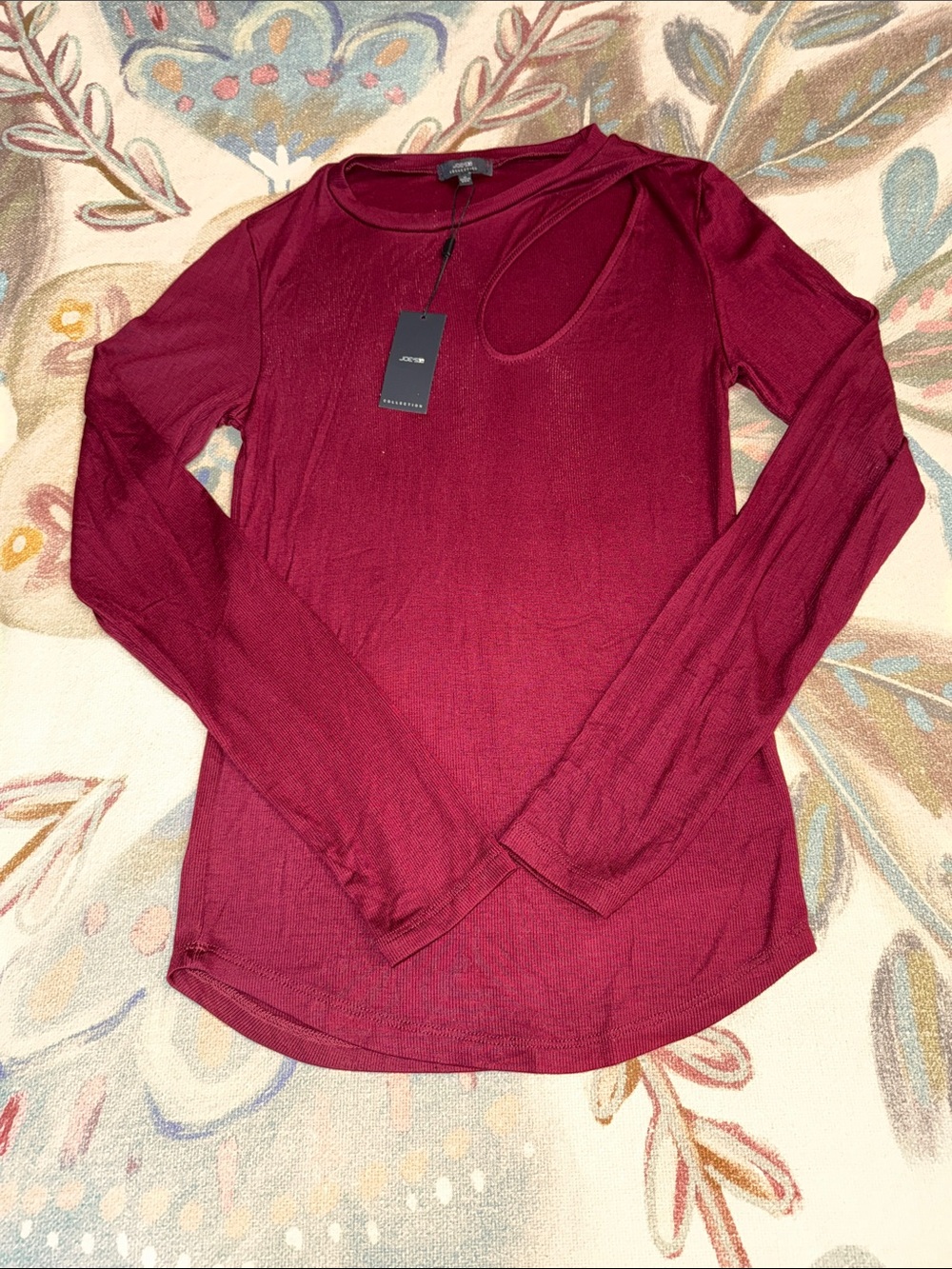 Joe's Jeans Burgundy Long Sleeve Cutout Top